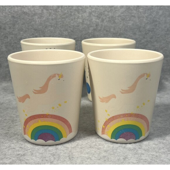 Pillowfort Kid Cups Melamine Set Of 4 Unicorn Rainbow Space Target 8 oz Camping - Picture 2 of 16